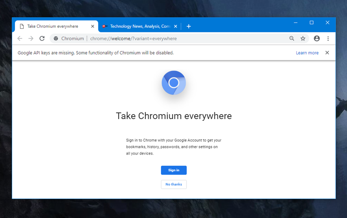 screenshot of Chromium