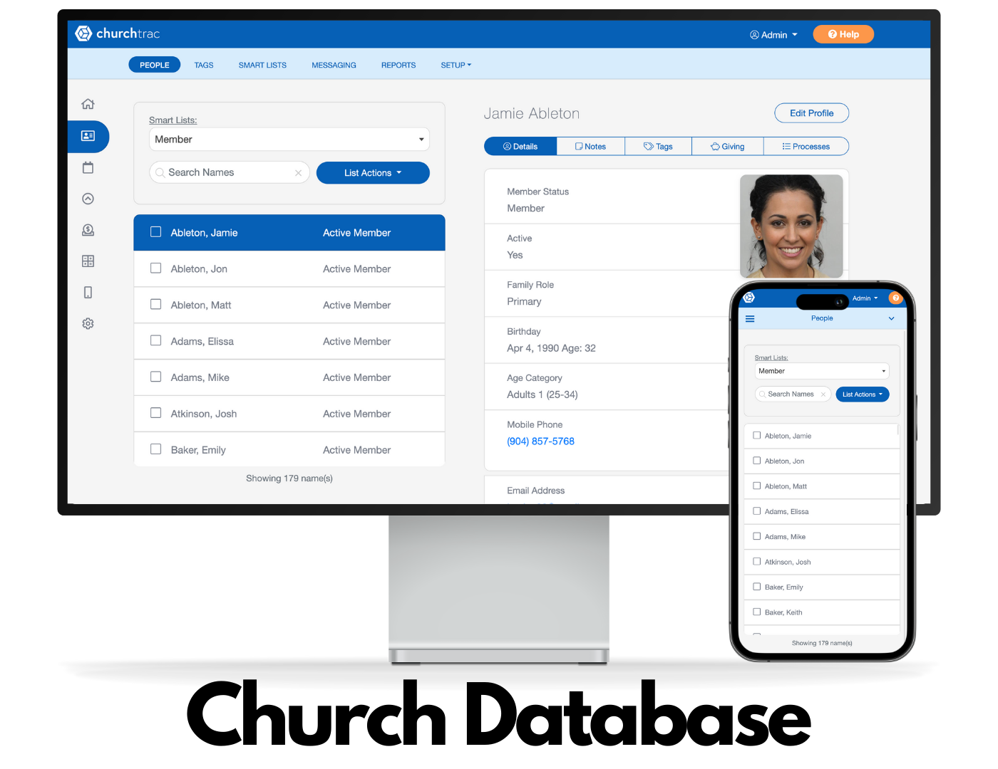 screenshot of ChurchTrac