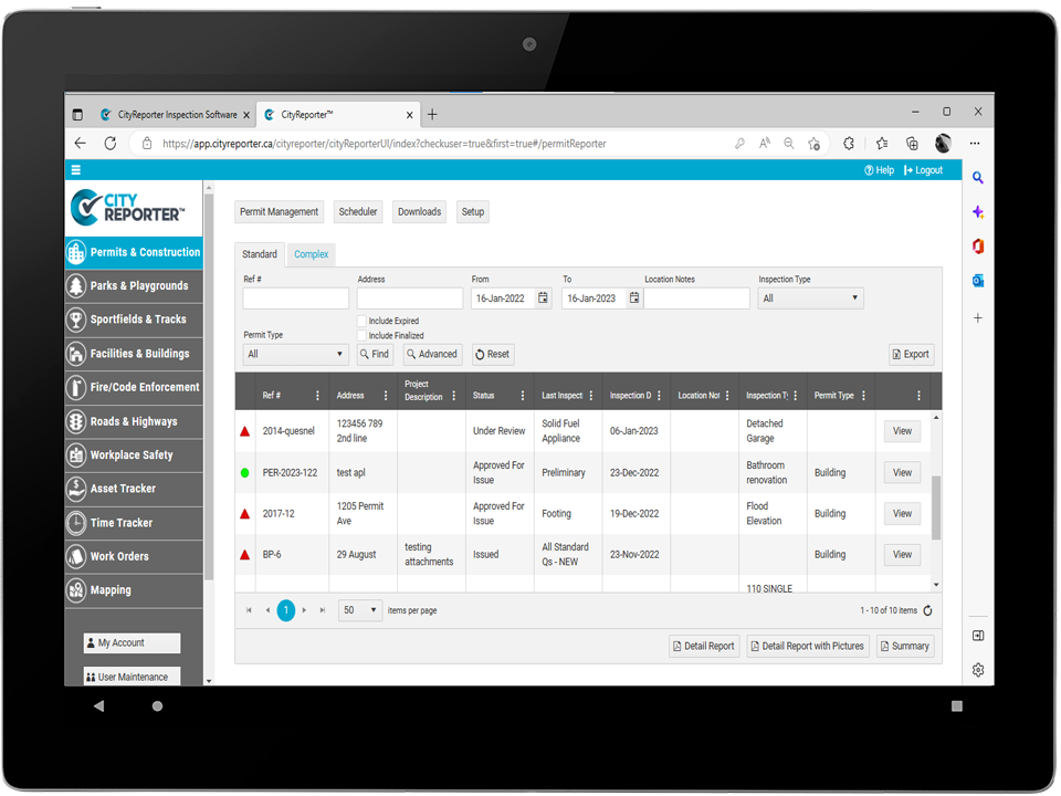 screenshot of CityReporter