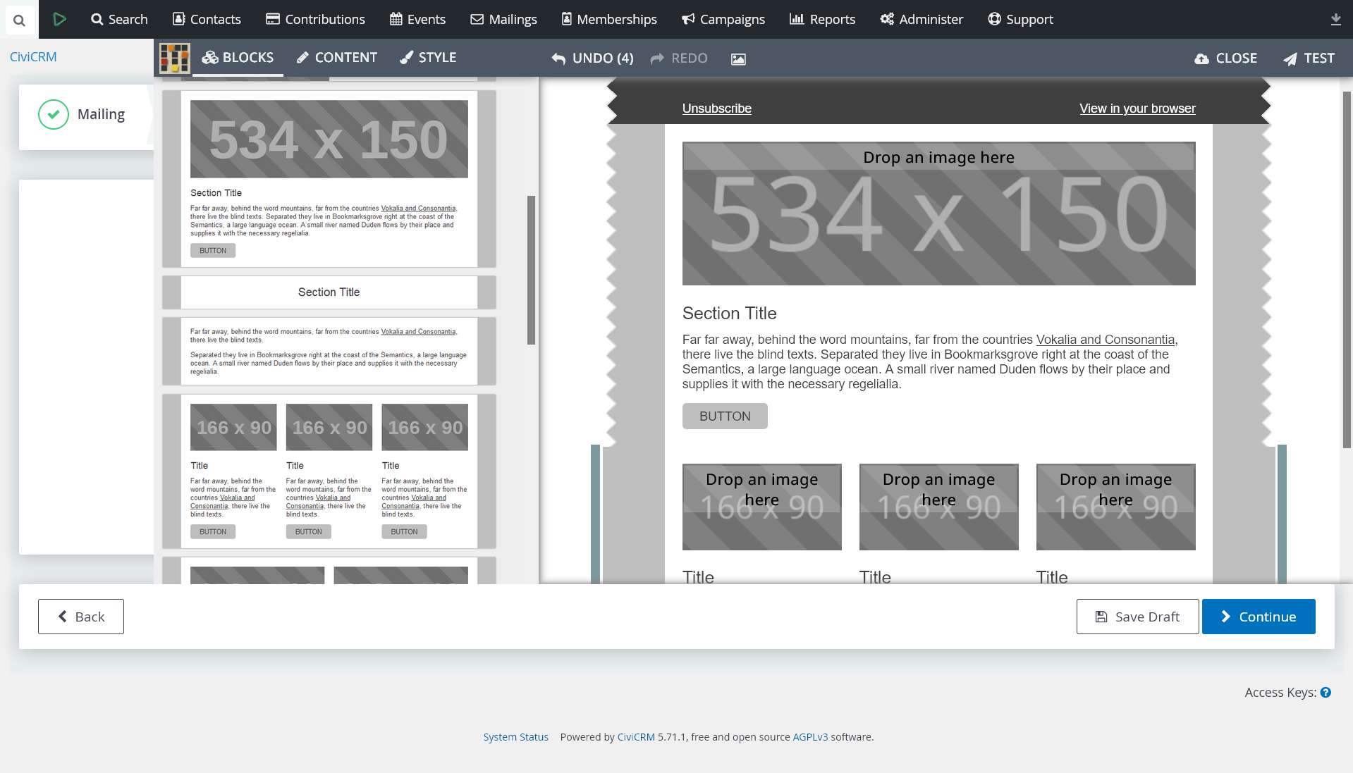 screenshot of CiviCRM