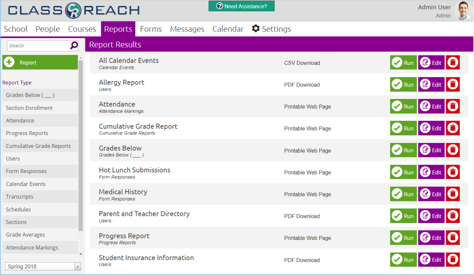screenshot of ClassReach