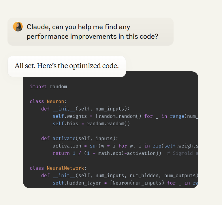 screenshot of Claude