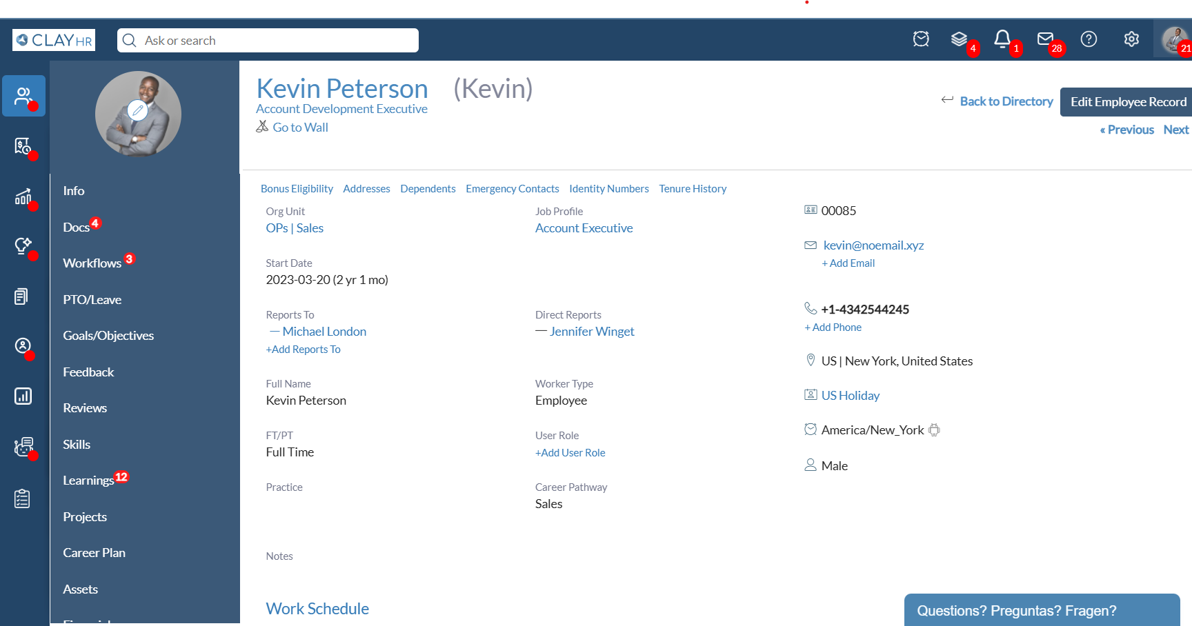 screenshot of ClayHR