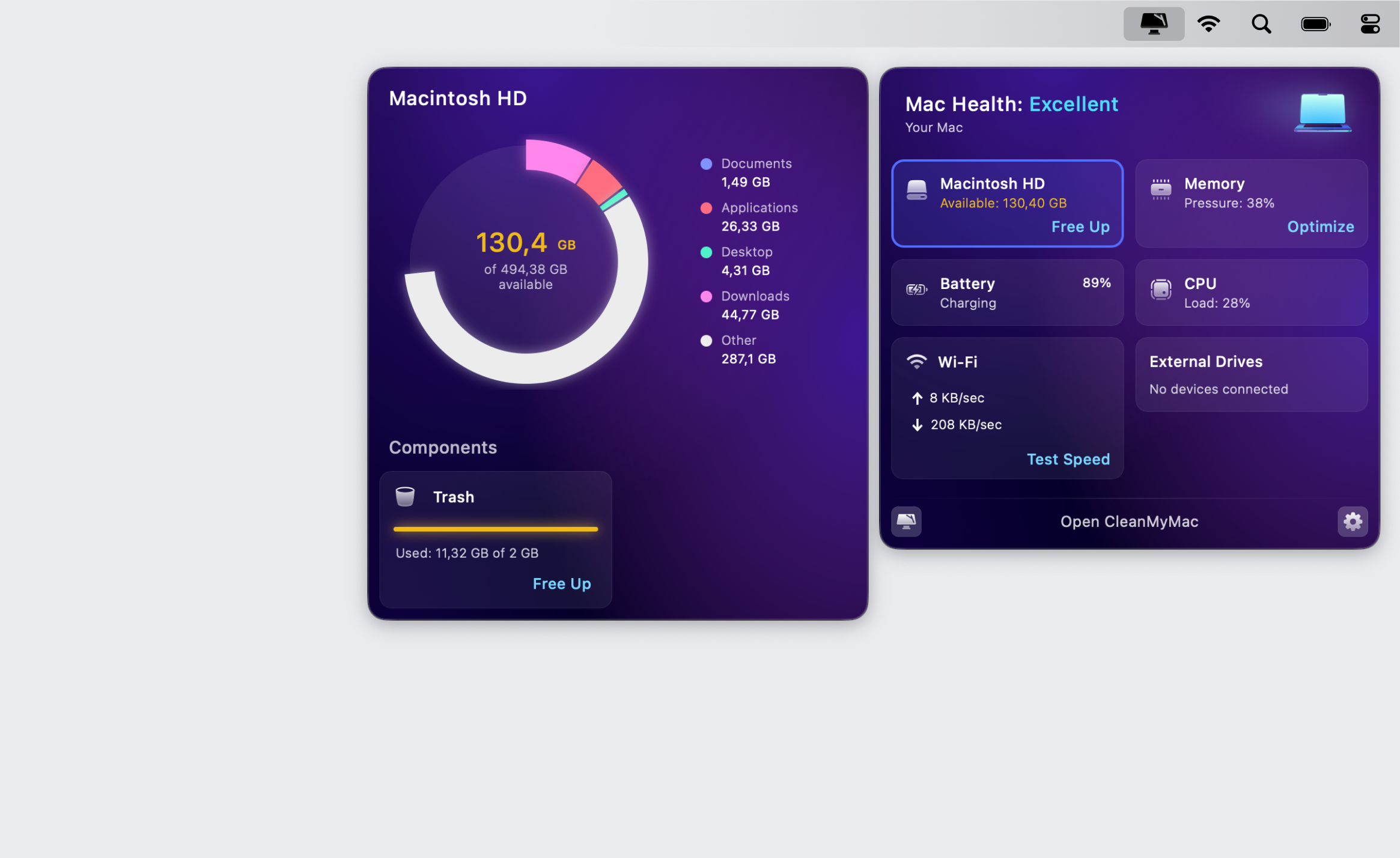 screenshot of CleanMyMac