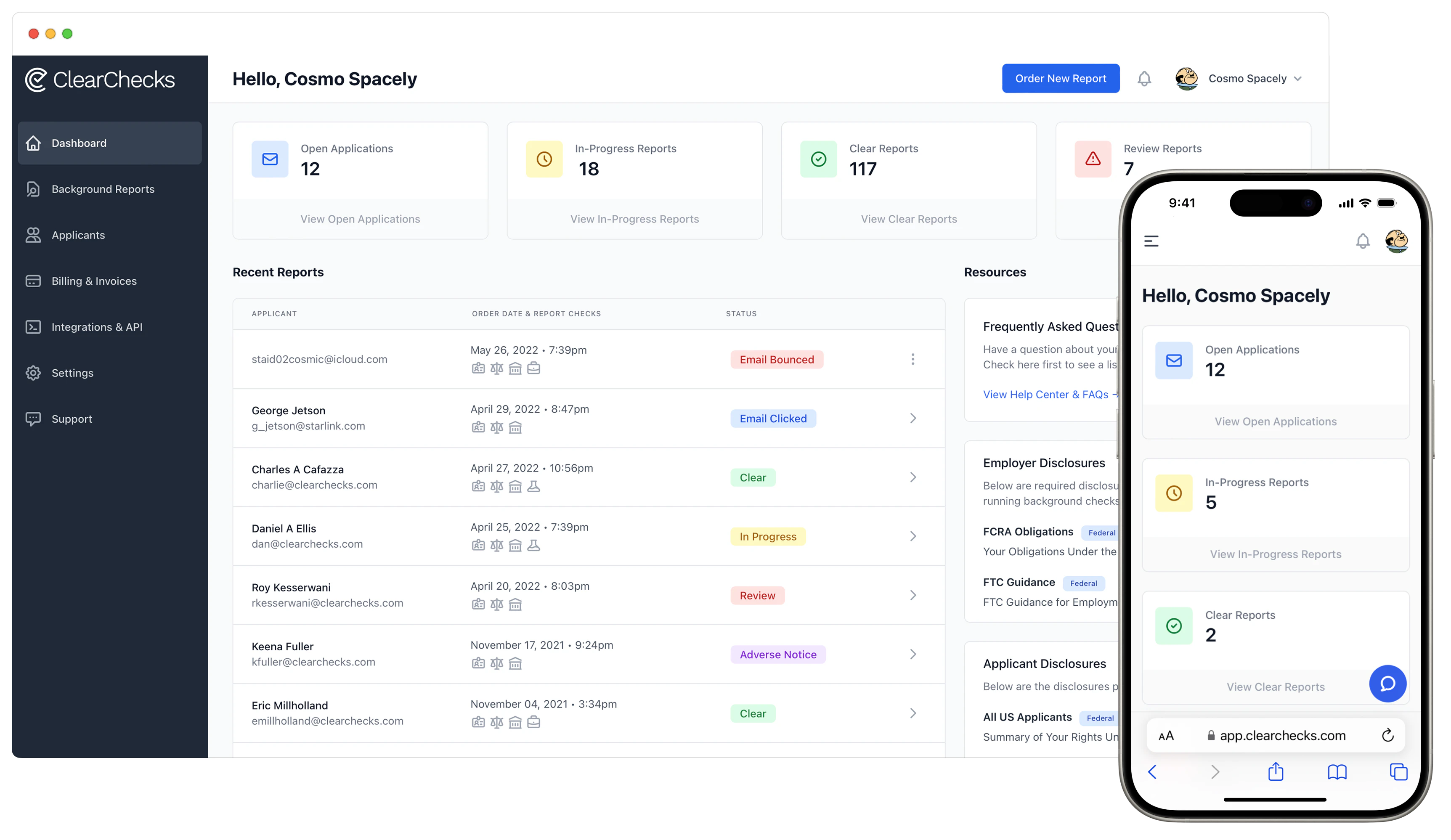 screenshot of ClearChecks