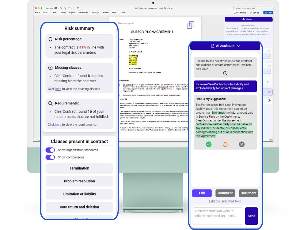 screenshot of ClearContract