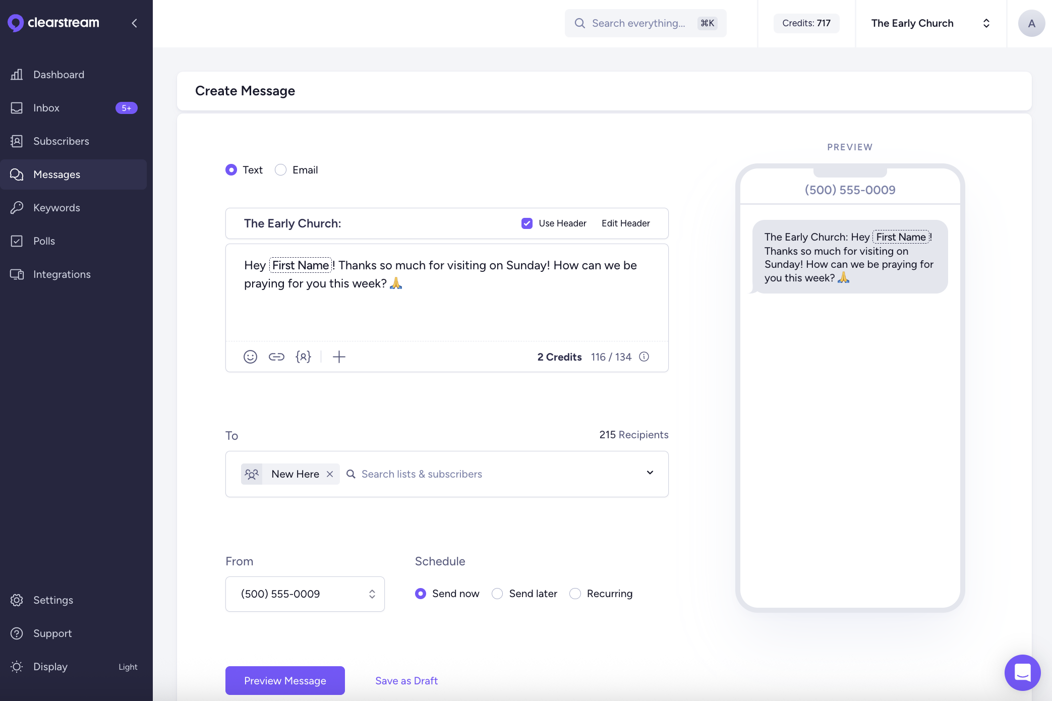 screenshot of Clearstream