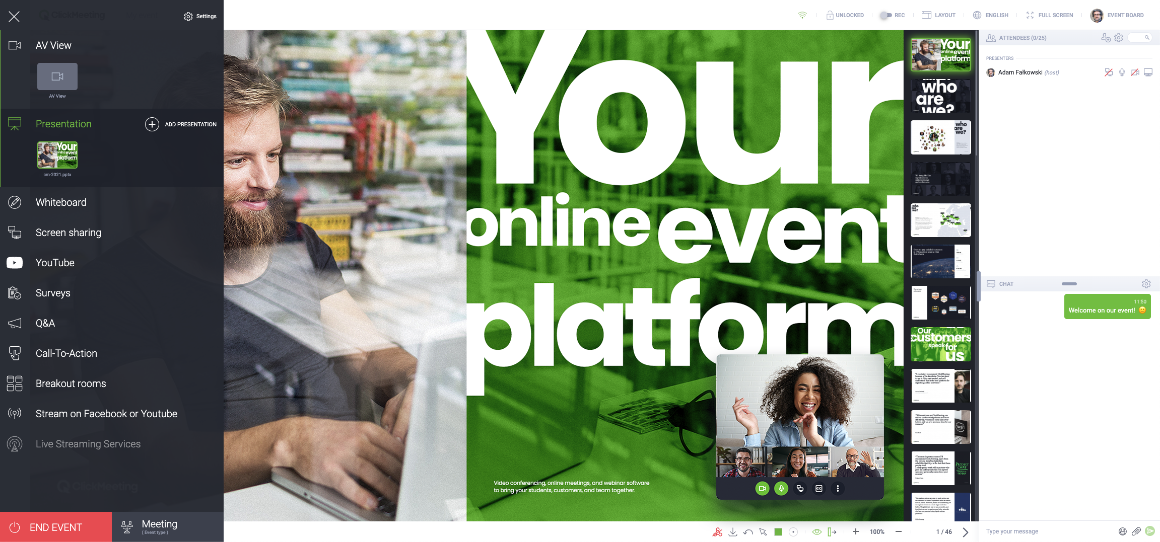 screenshot of ClickMeeting