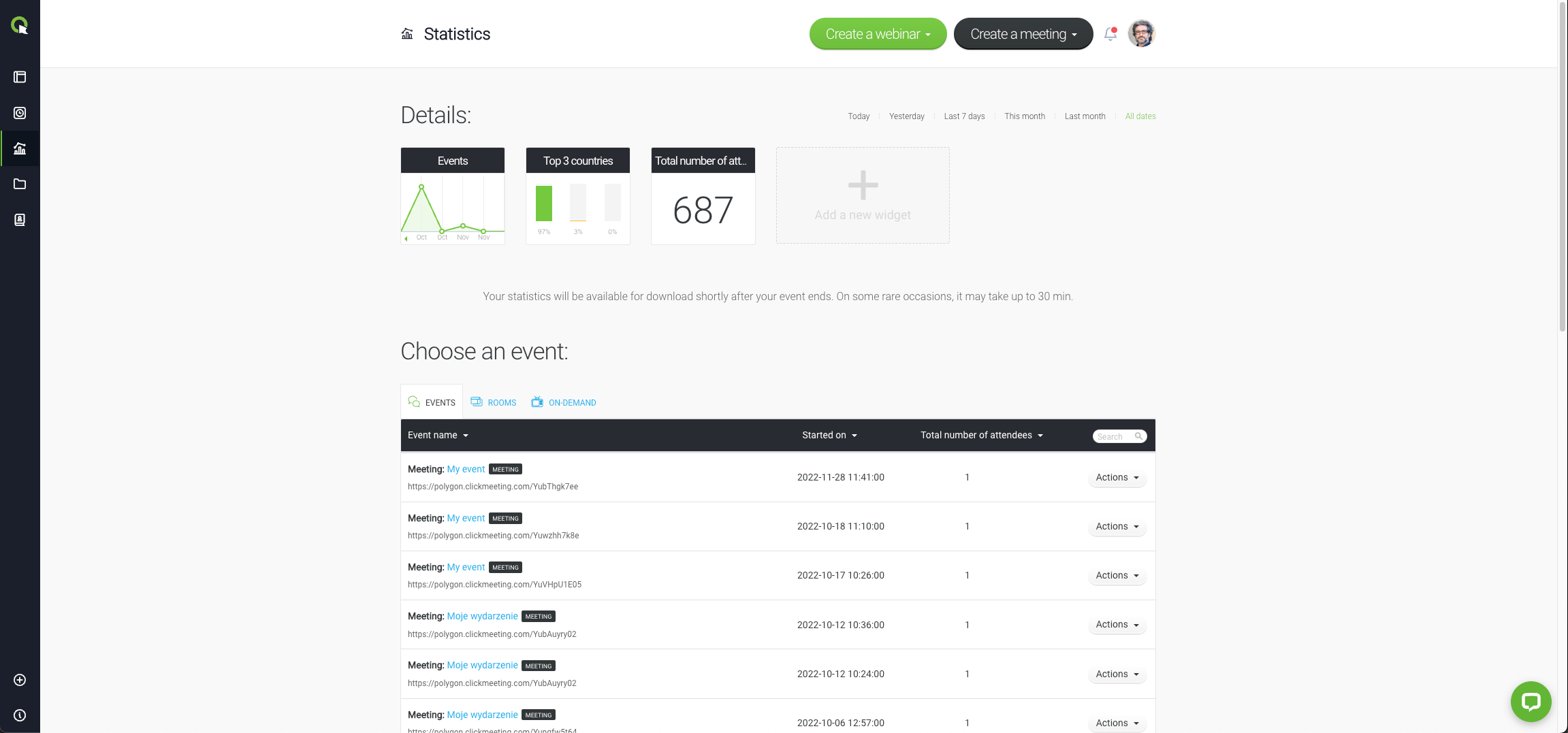 screenshot of ClickMeeting