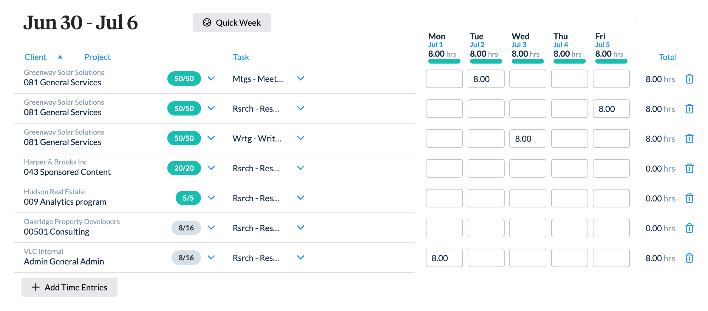 screenshot of ClickTime