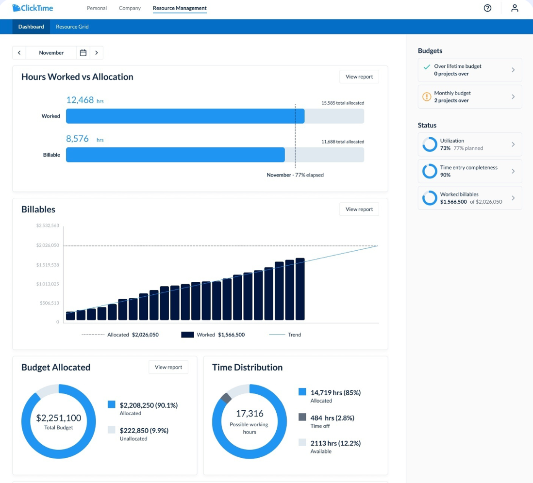 screenshot of ClickTime
