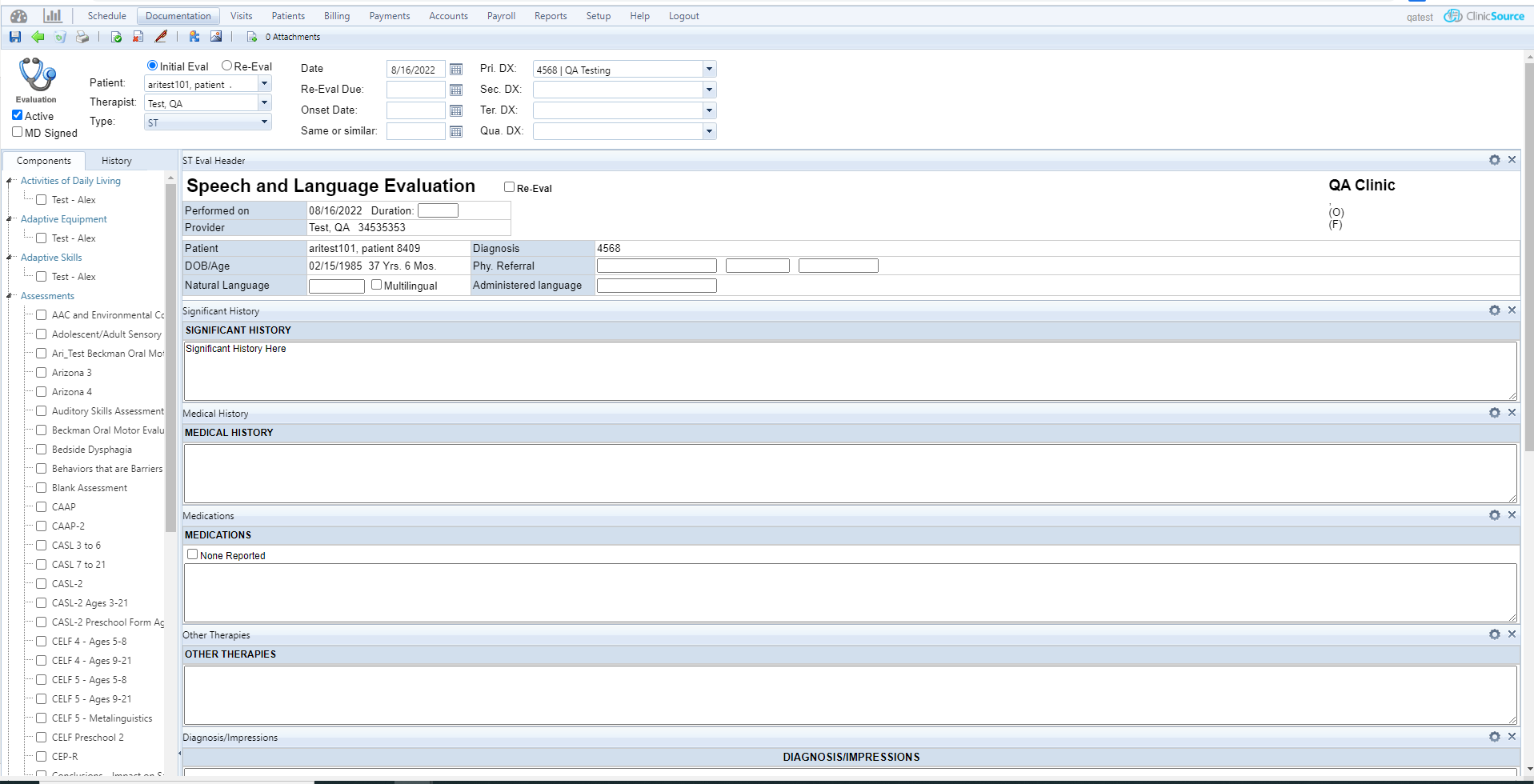 screenshot of ClinicSource