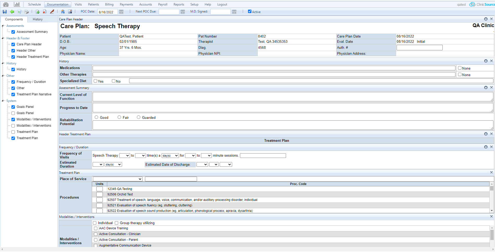screenshot of ClinicSource