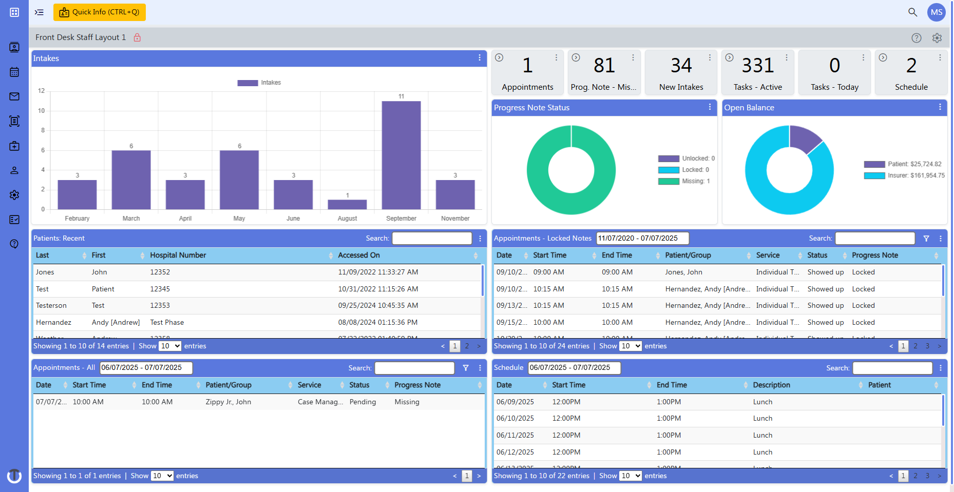screenshot of ClinicTracker