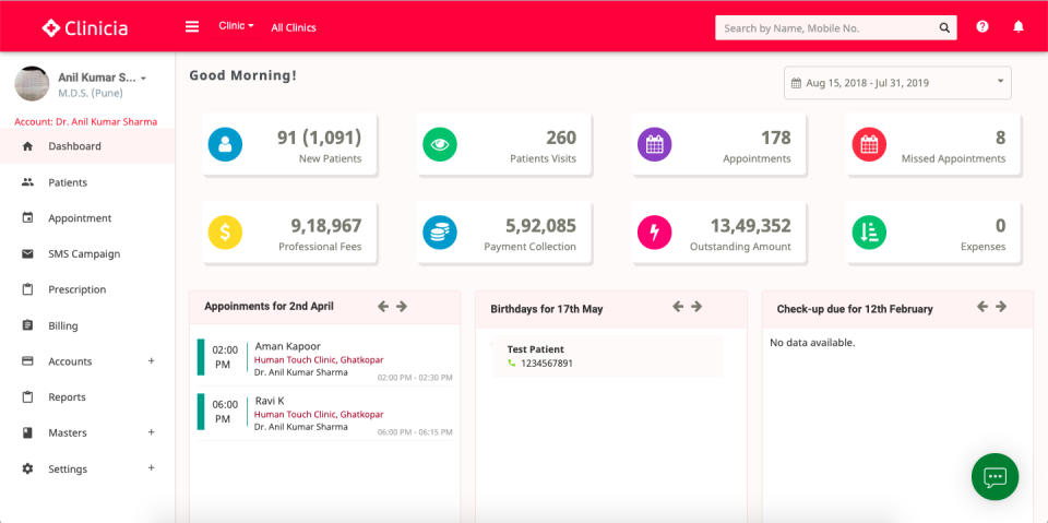 screenshot of Clinicia