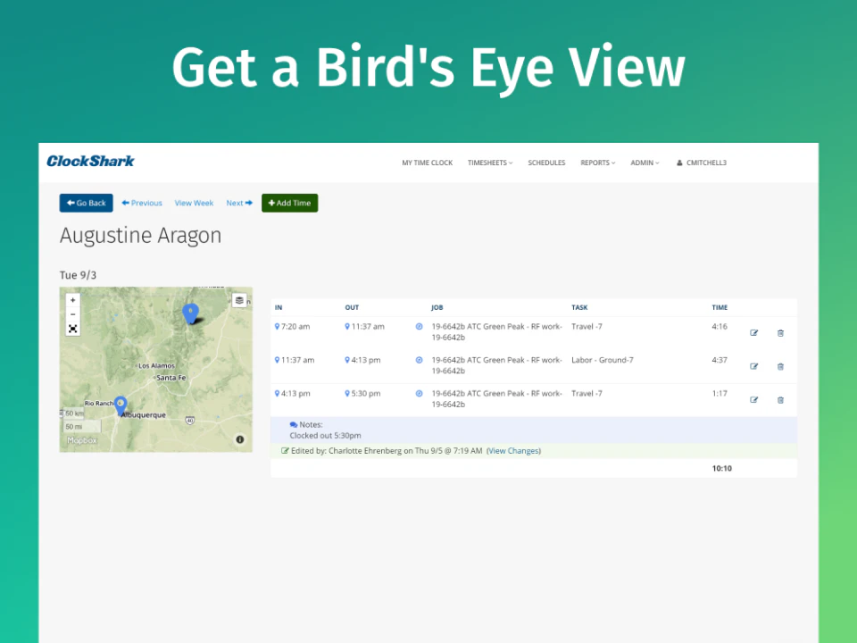 screenshot of ClockShark