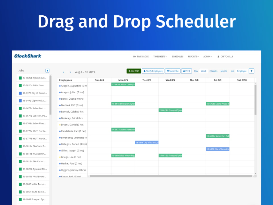screenshot of ClockShark