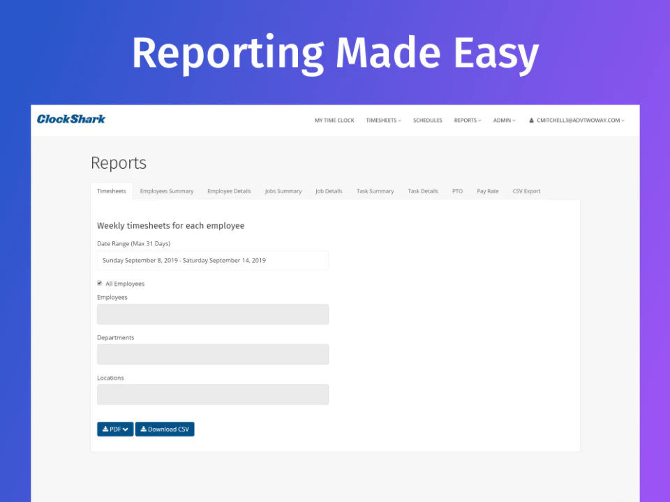 screenshot of ClockShark