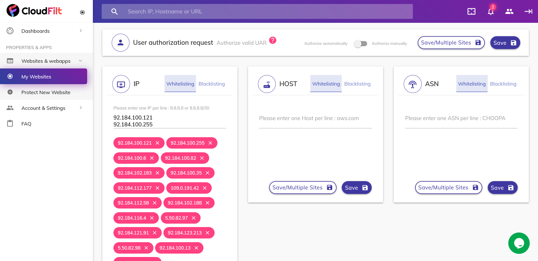 screenshot of CloudFilt