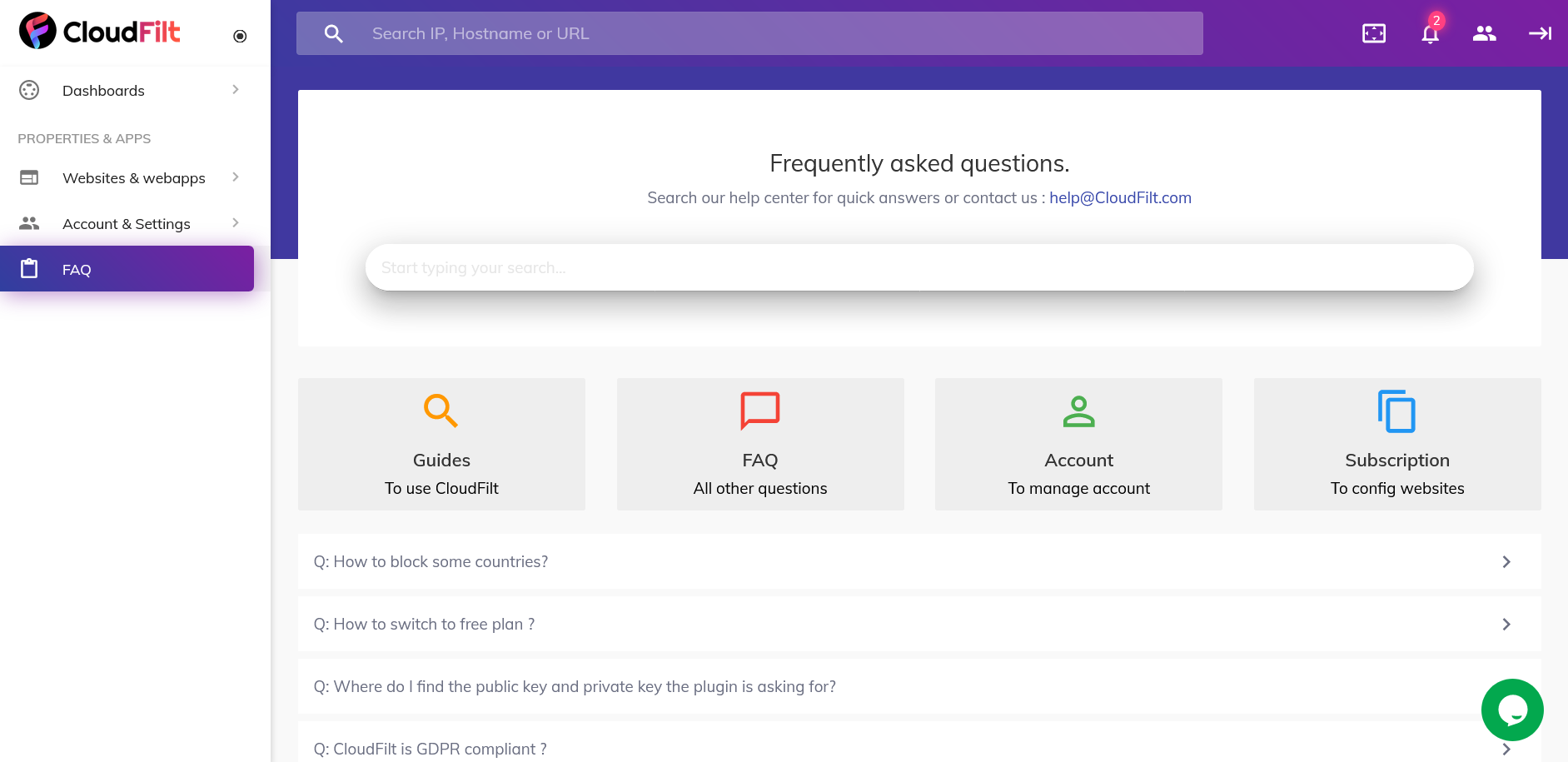 screenshot of CloudFilt