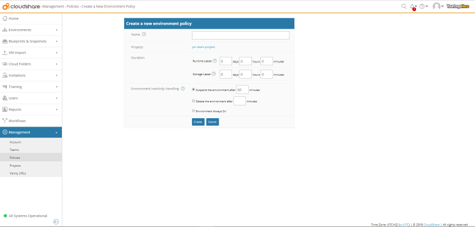 screenshot of CloudShare