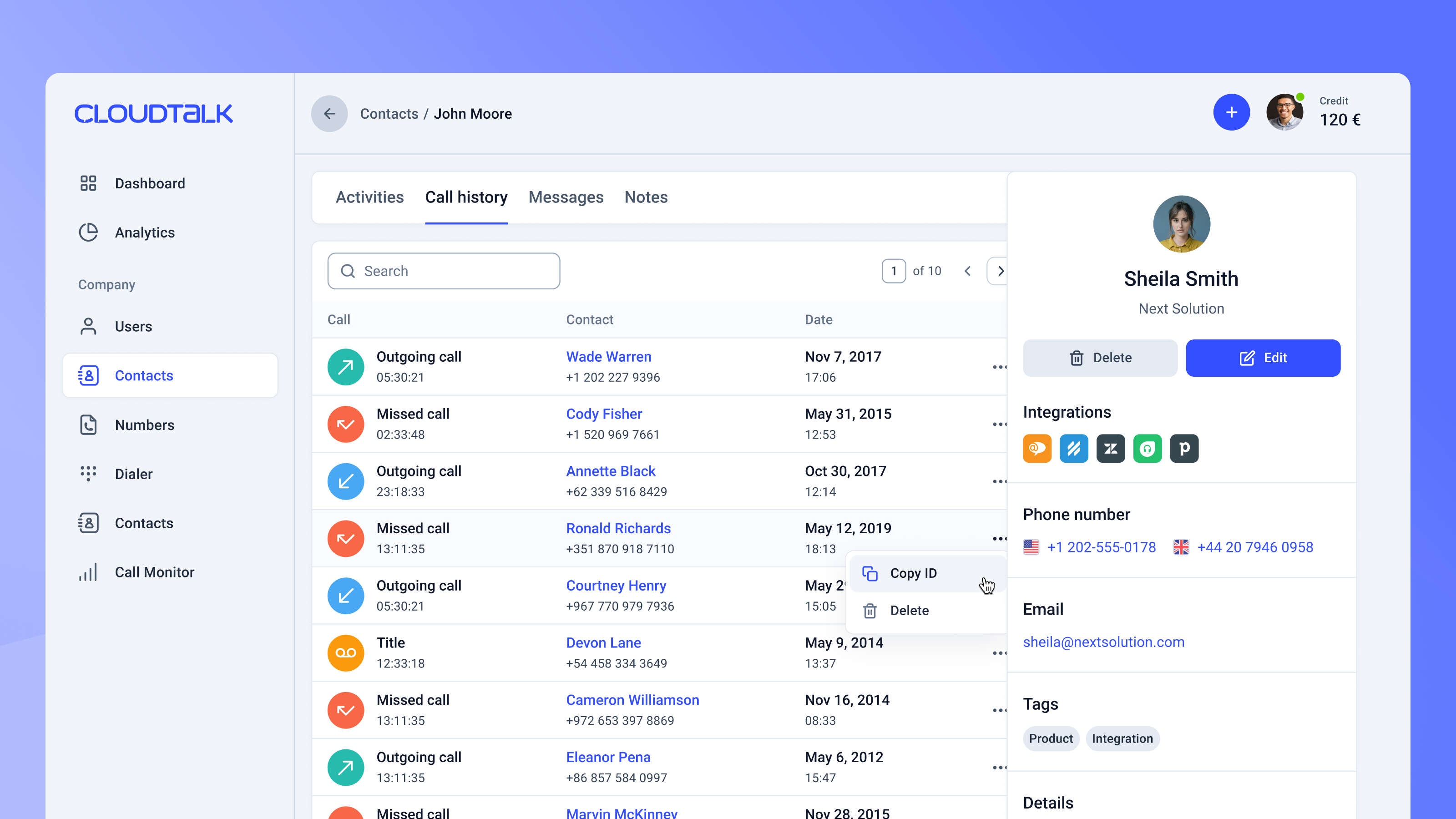 screenshot of CloudTalk