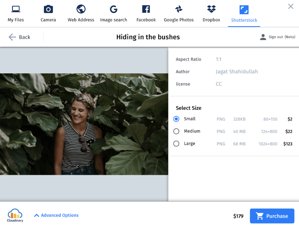 screenshot of Cloudinary