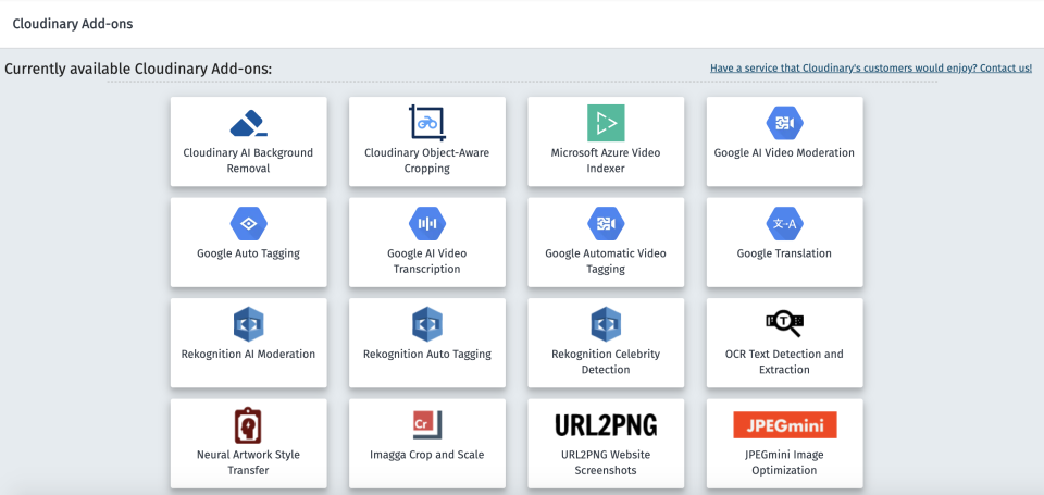screenshot of Cloudinary