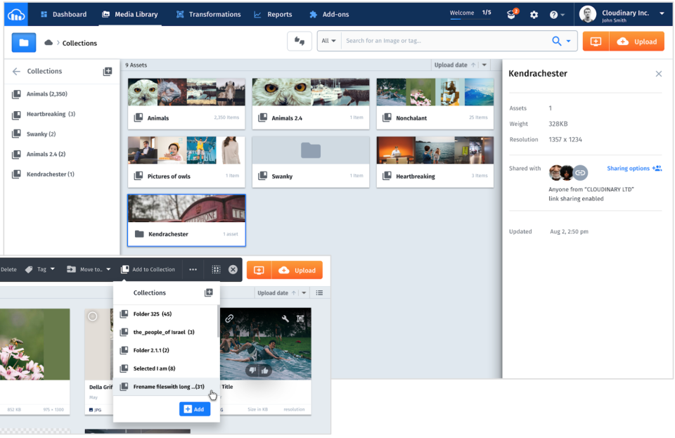 screenshot of Cloudinary