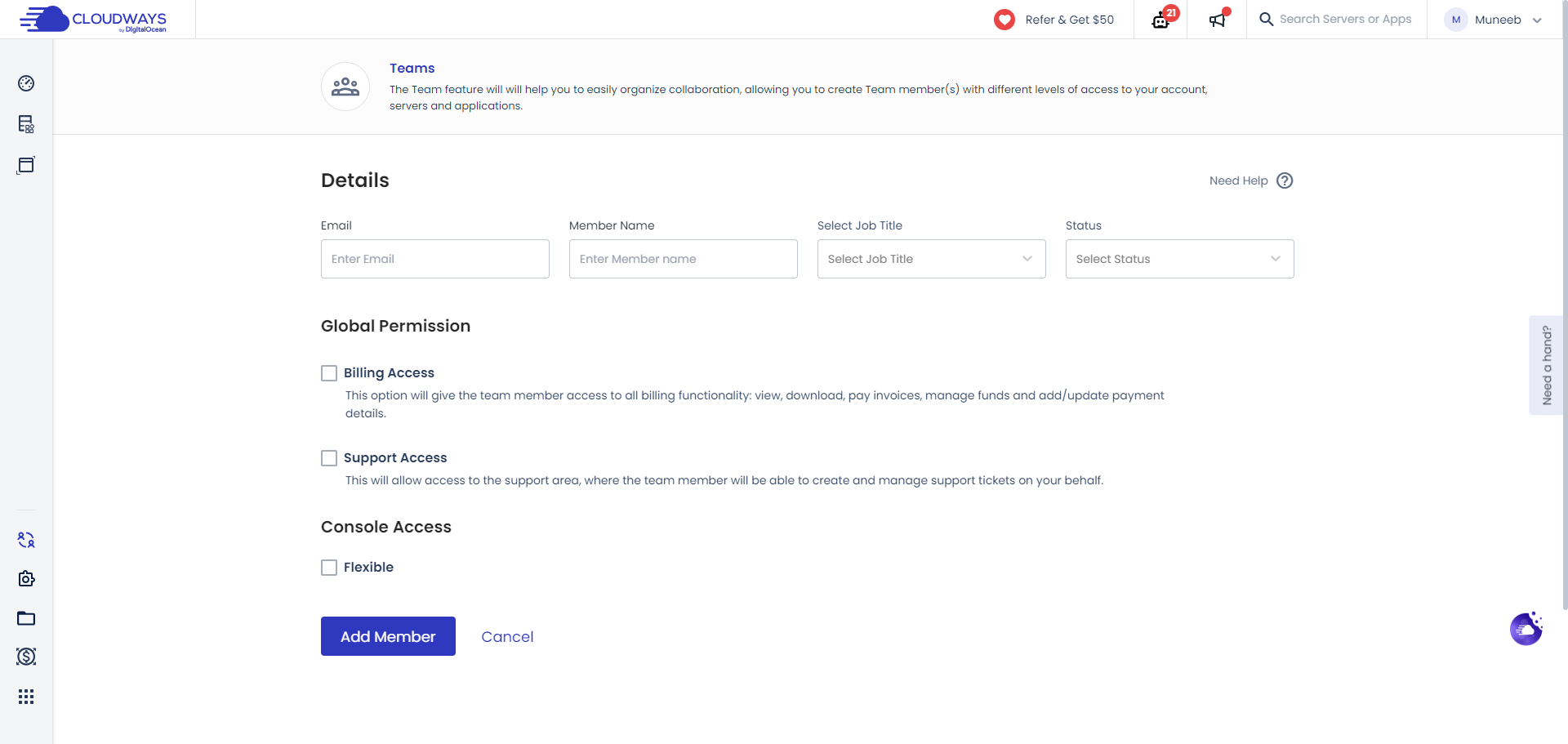 screenshot of Cloudways
