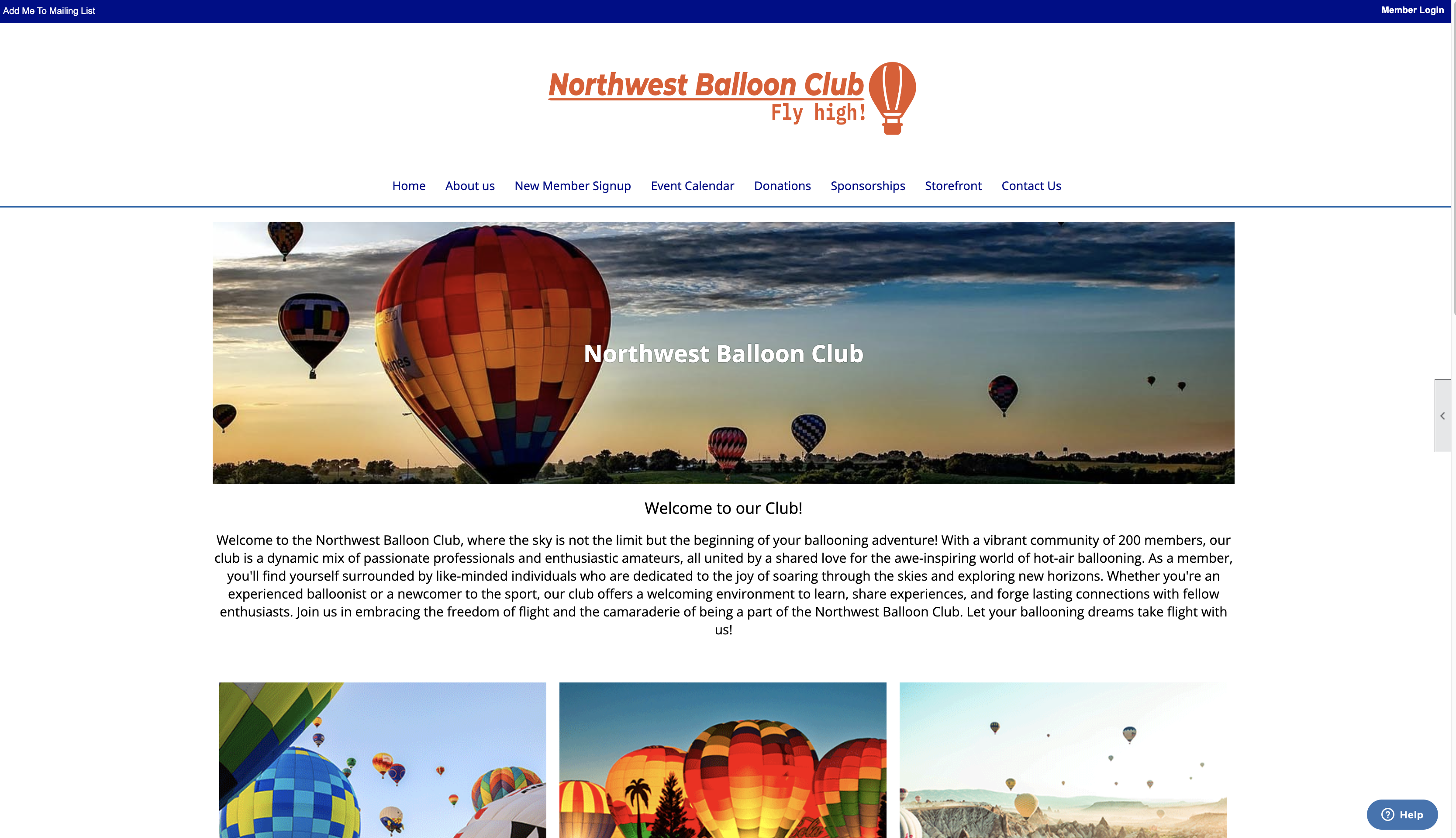 screenshot of ClubExpress