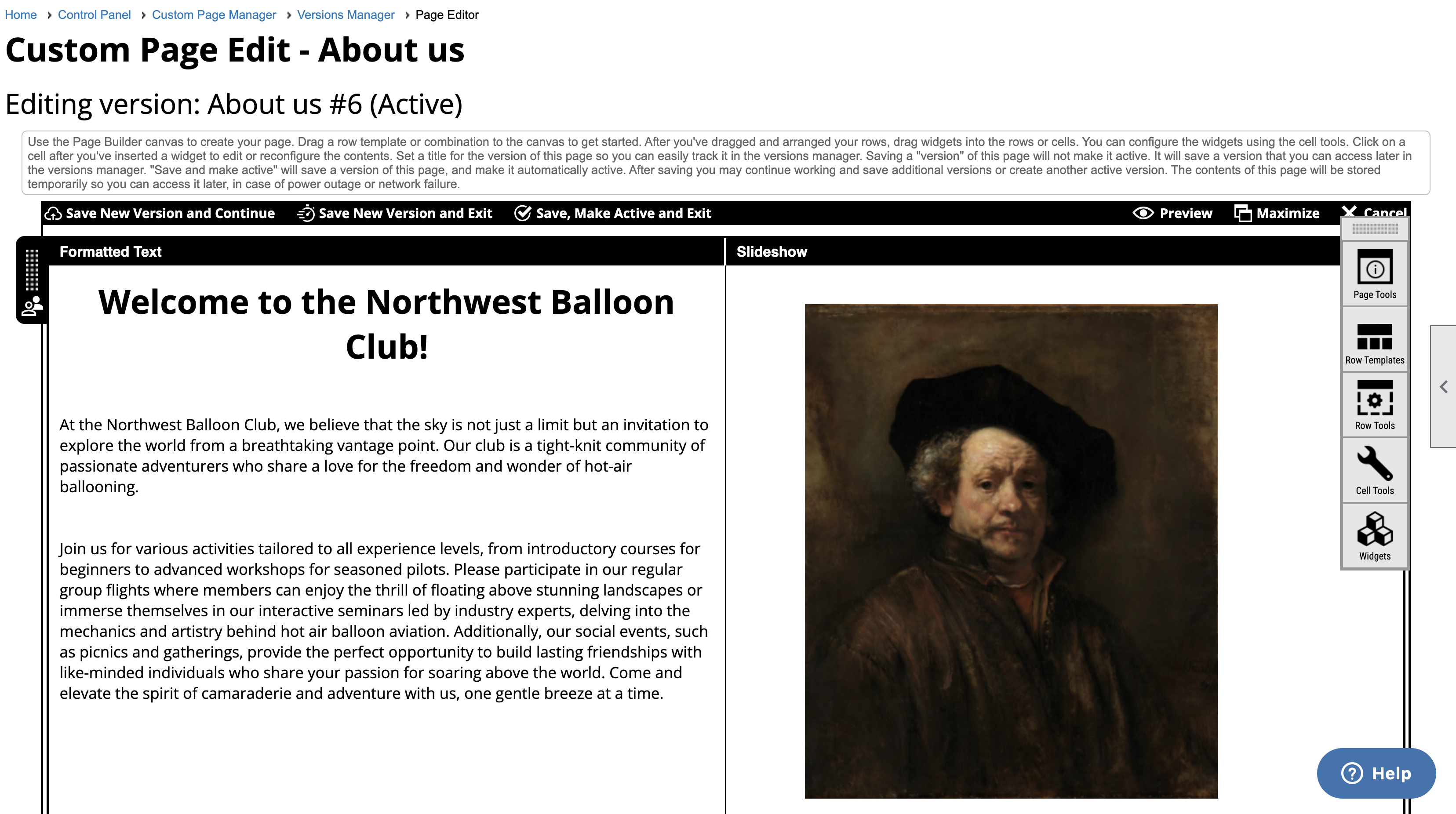 screenshot of ClubExpress