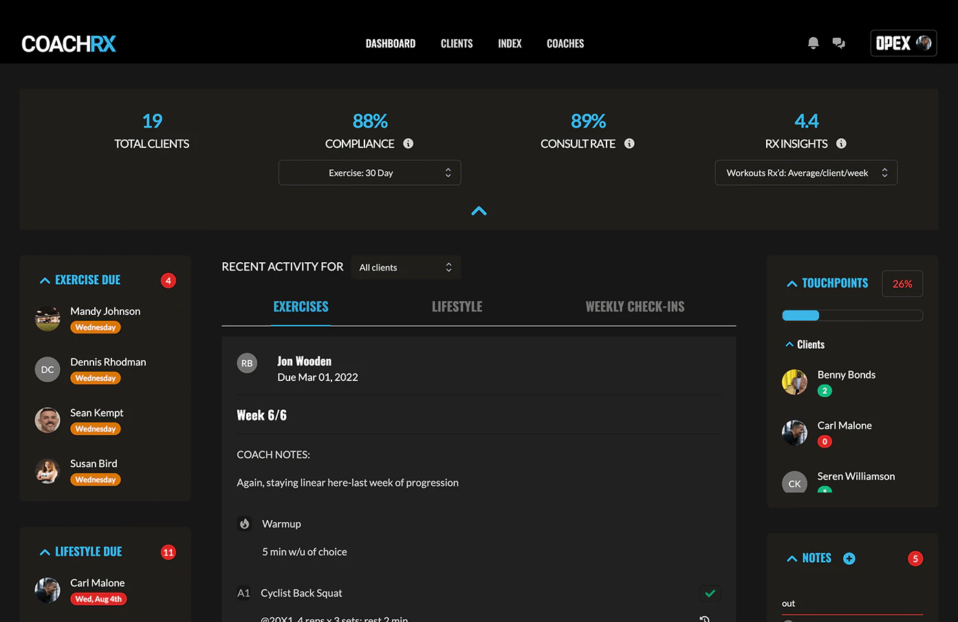 screenshot of CoachRx