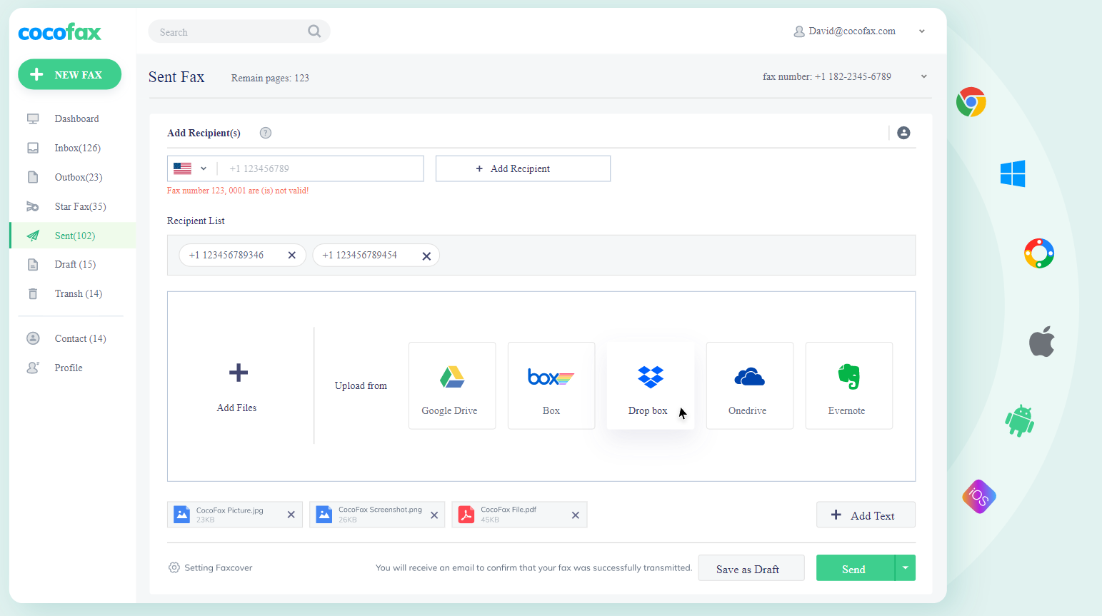 screenshot of CocoFax