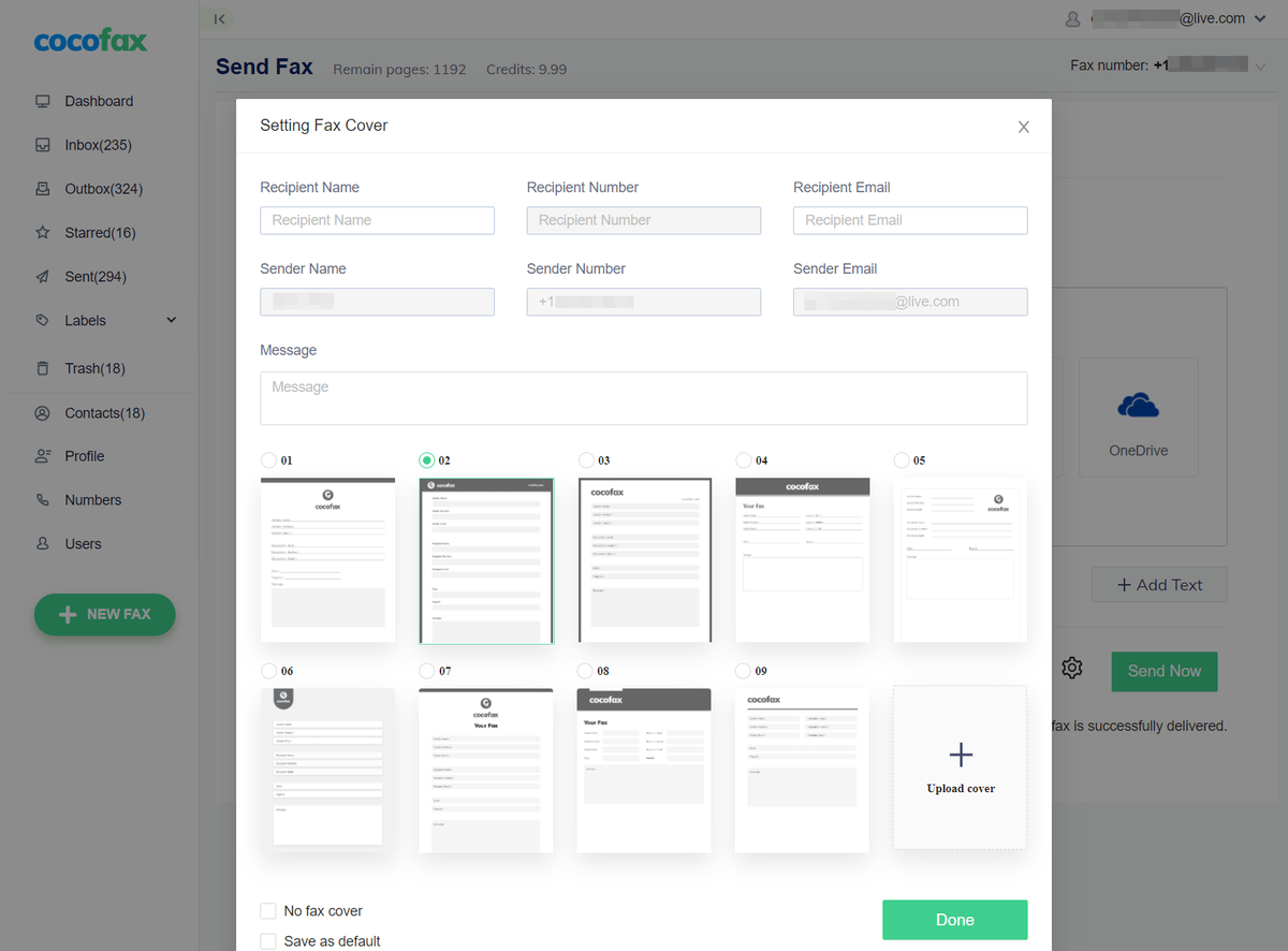 screenshot of CocoFax