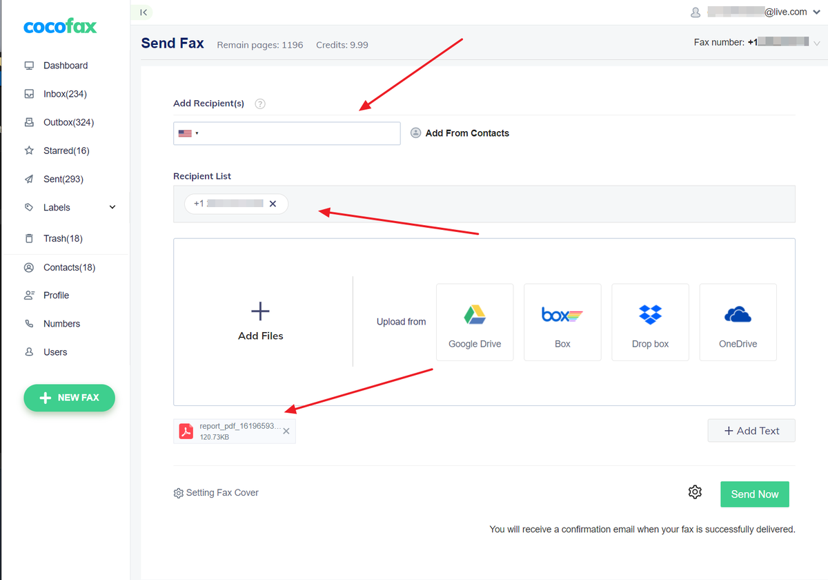 screenshot of CocoFax
