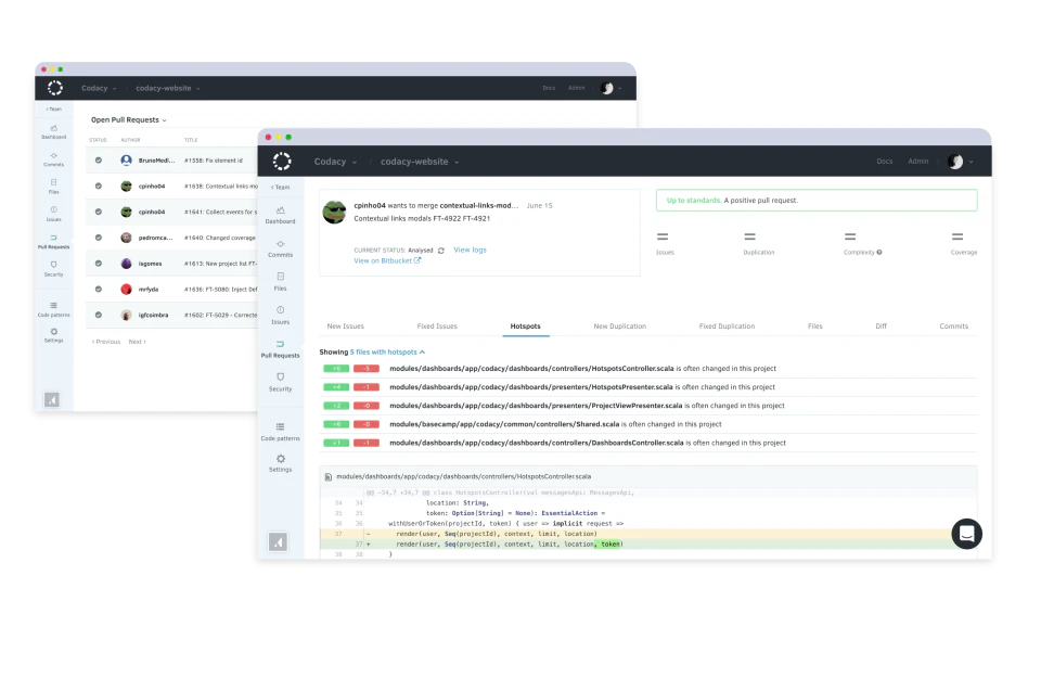 screenshot of Codacy