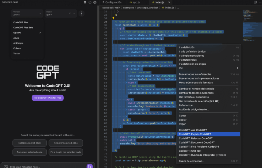 screenshot of CodeGPT