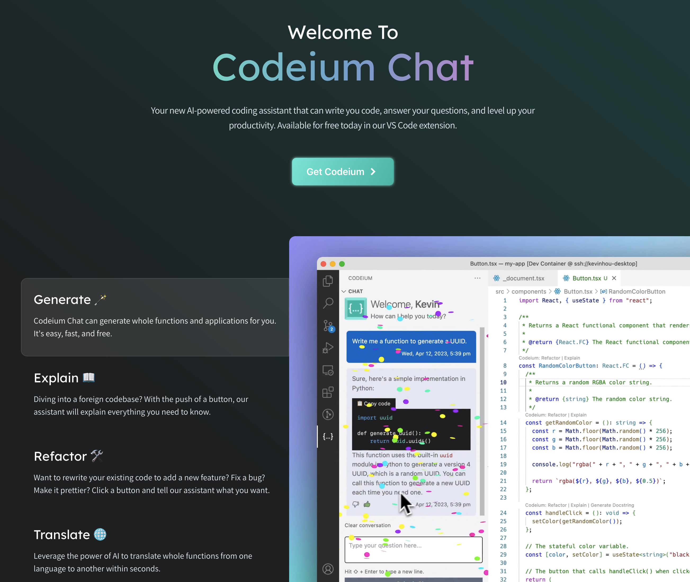 screenshot of Codeium