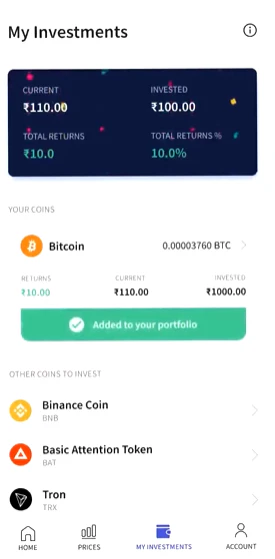 screenshot of CoinDCX