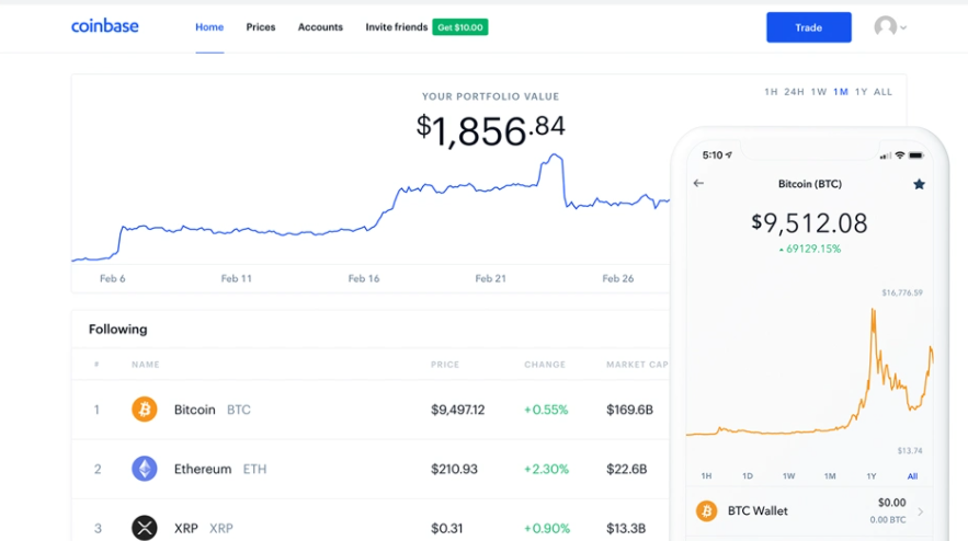 screenshot of Coinbase