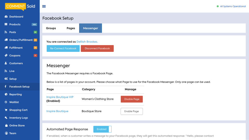screenshot of CommentSold