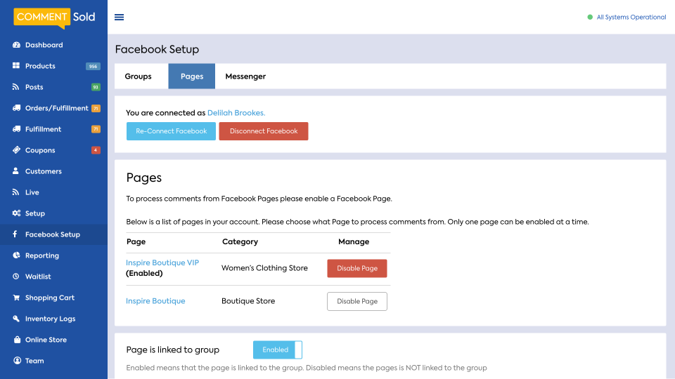 screenshot of CommentSold