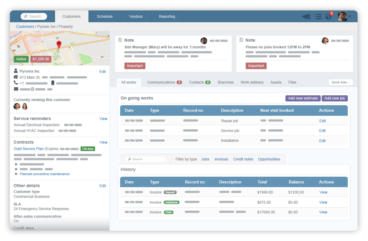 screenshot of Commusoft