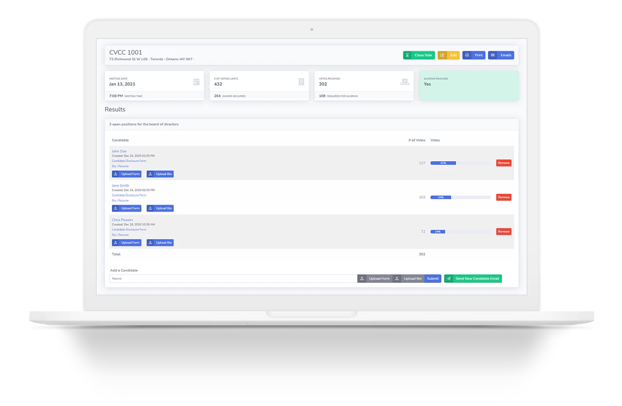 screenshot of CondoVoter