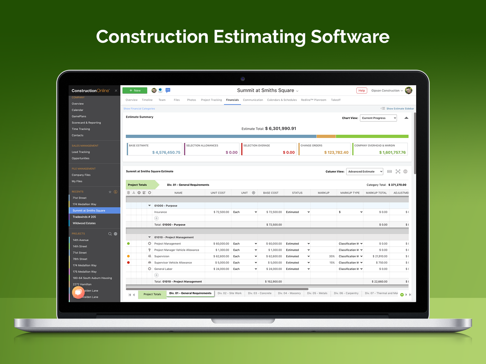 screenshot of ConstructionOnline