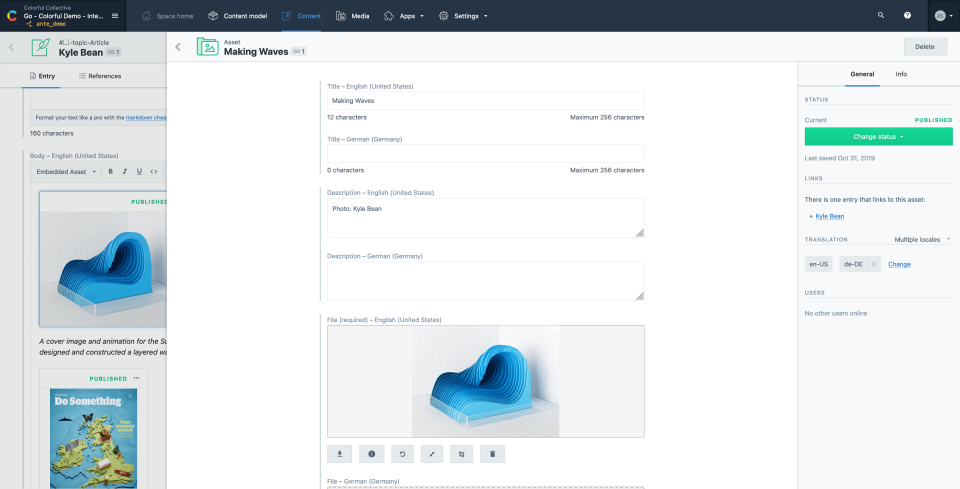 screenshot of Contentful