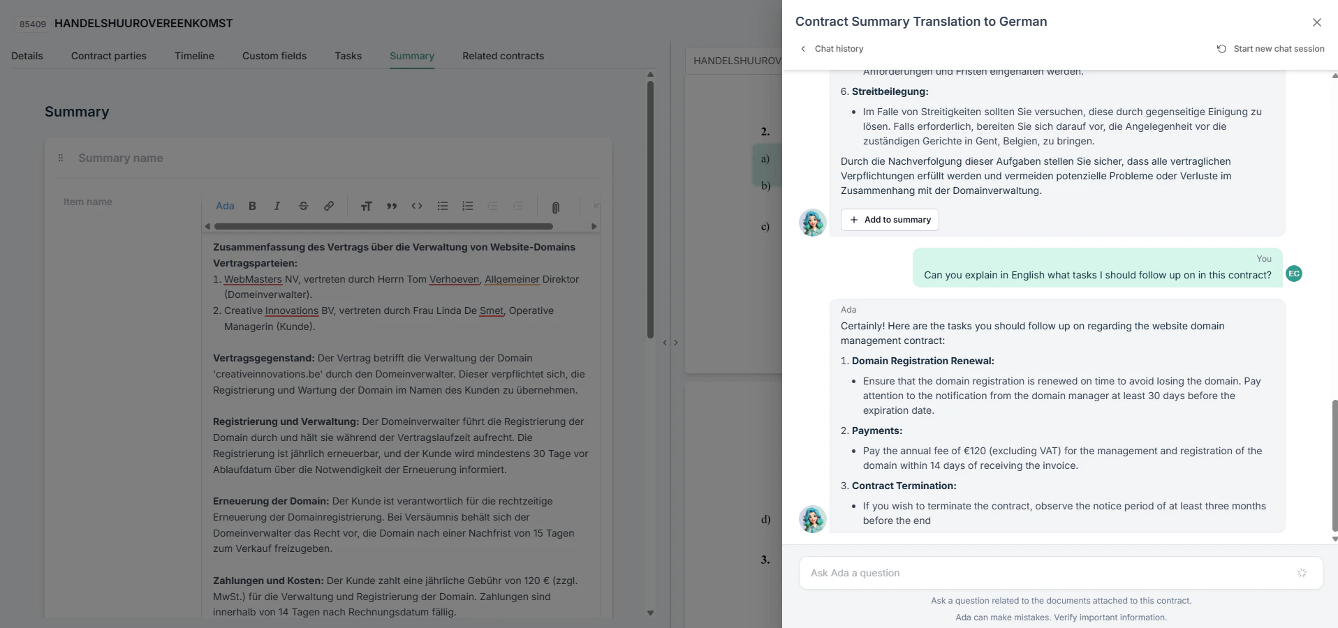 screenshot of Contractify