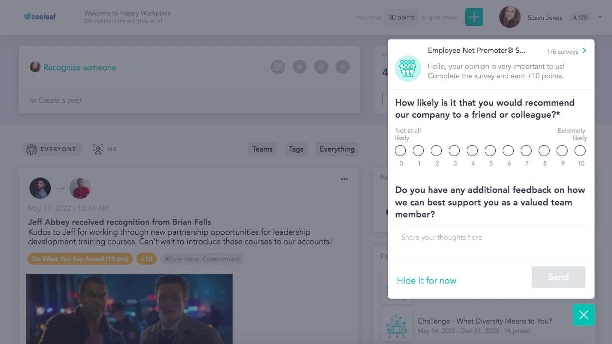 screenshot of Cooleaf