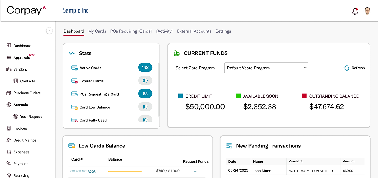screenshot of Corpay